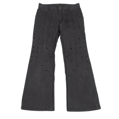 ISSEY MIYAKE HaaT Eyelet Design Stretch Glitter Flare Pants