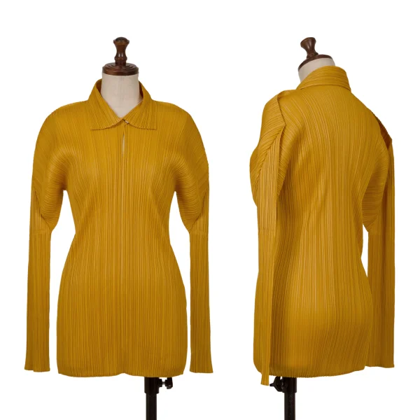 プリーツプリーズPLEATS PLEASE プリーツスキッパー長袖シャツ 黄3