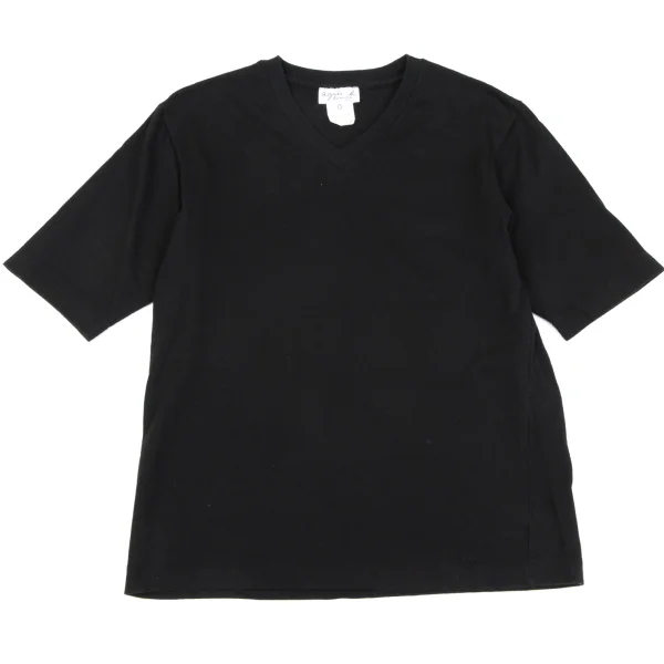 agnes.b homme Cotton V Neck T Shirt Black 0 K-164821_001