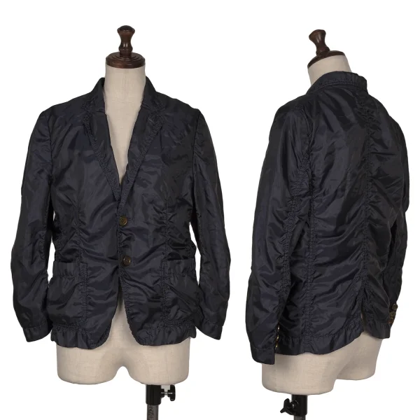 トリココムデギャルソンtricot COMME des GARCON 染めパッカリング裏ドットポリジャケット 紺M