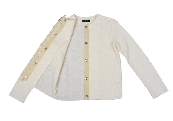 BARNEYS NEW YORK Fringe Front Tweed Cardigan K-164846_010