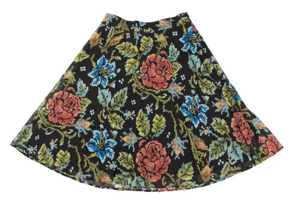Leilian Pixel Flower Printed Cotton Skirt K-164848_002