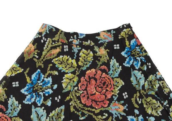 Leilian Pixel Flower Printed Cotton Skirt K-164848_003