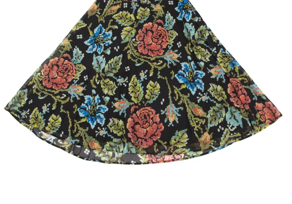 Leilian Pixel Flower Printed Cotton Skirt K-164848_005