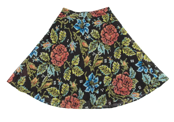 Leilian Pixel Flower Printed Cotton Skirt K-164848_008