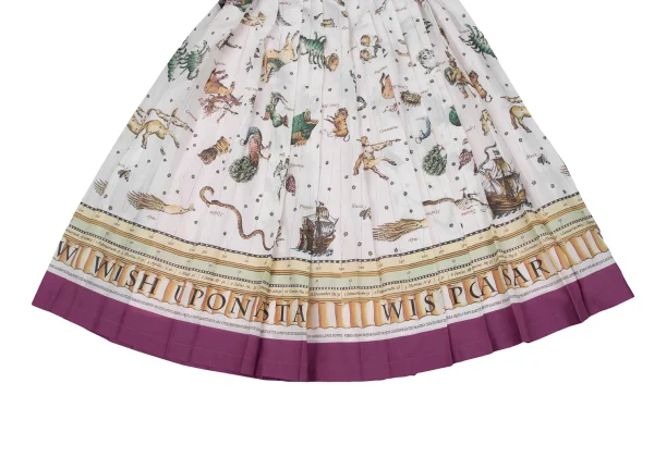 MUVEIL Constellation Printed Pleats Poly Skirt K-164849_006