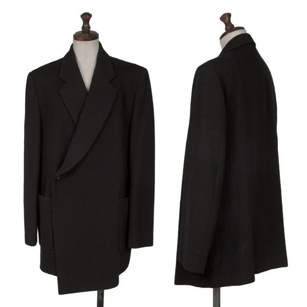 トリココムデギャルソンtricot COMME des GARCONS 畝切り替えウールダブルジャケット 黒M位