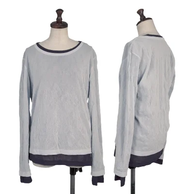 Y's Wrinkled Mesh Layered Long Sleeve Top