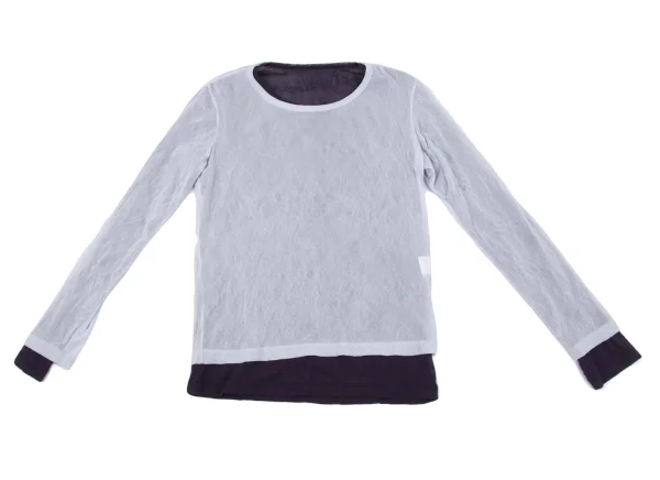 Y's Wrinkled Mesh Layered Long Sleeve Top K-164864_002