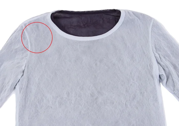 Y's Wrinkled Mesh Layered Long Sleeve Top K-164864_003