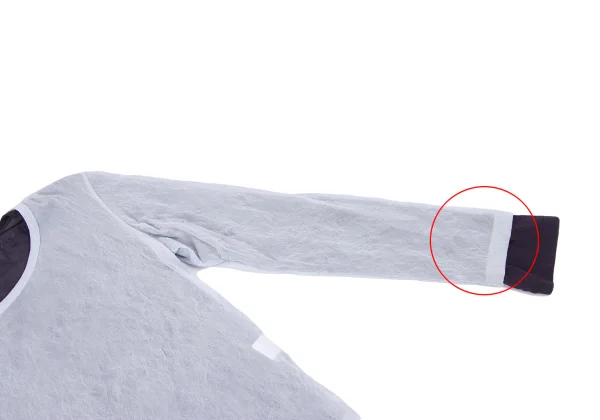 Y's Wrinkled Mesh Layered Long Sleeve Top K-164864_005