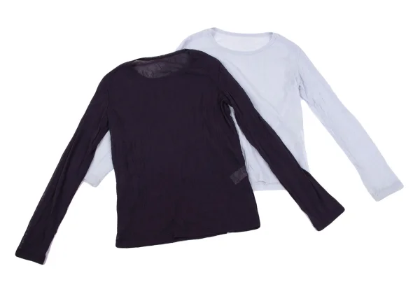 Y's Wrinkled Mesh Layered Long Sleeve Top K-164864_015