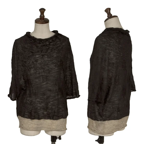 Y's Dot Woven Hem Glitter Short Sleeve Knit Black,Gold 2 K-164865_001