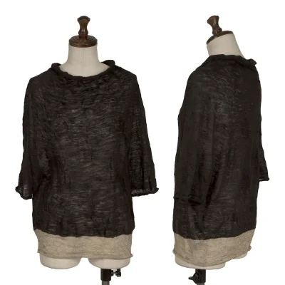 Y's Dot Woven Hem Glitter Short Sleeve Knit