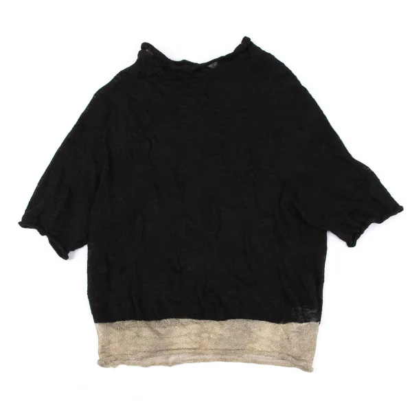 Y's Dot Woven Hem Glitter Short Sleeve Knit K-164865_002