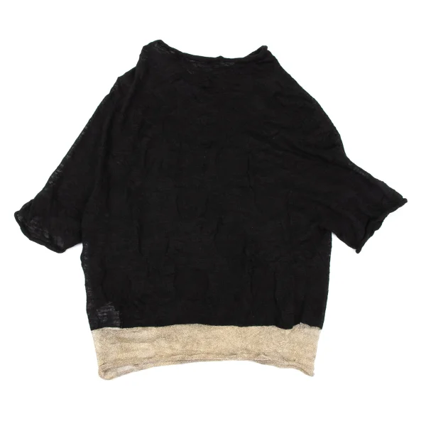 Y's Dot Woven Hem Glitter Short Sleeve Knit K-164865_010