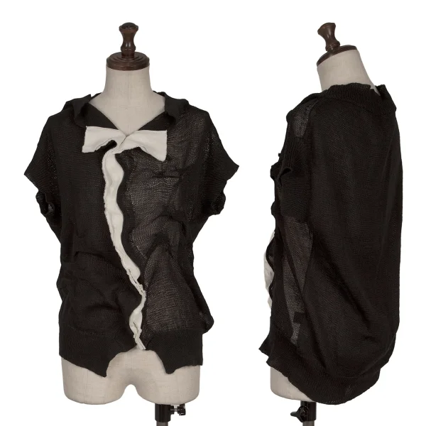 Y's Taping Mesh Knit Cardigan Black 2 K-164867_001