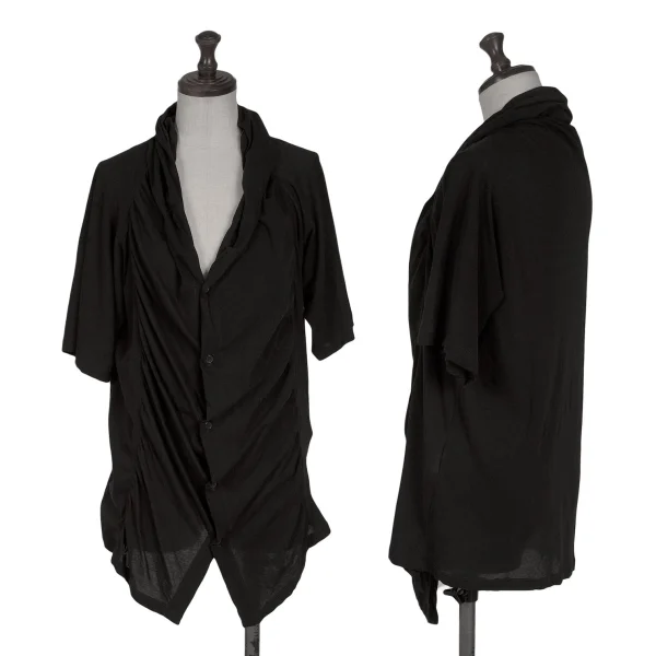 Y's  Draped Short Sleeve Cardigan Black 2 K-164869_001