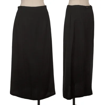 Y's Wool Gaba Tuck Slit Skirt
