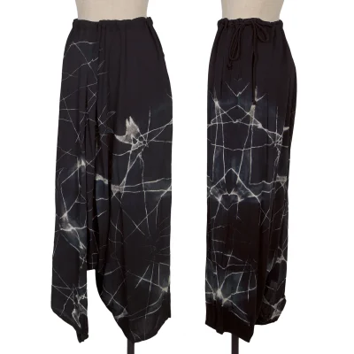Y's Tie-Dye Graphic Printed Rayon Dropped Crotch Pants