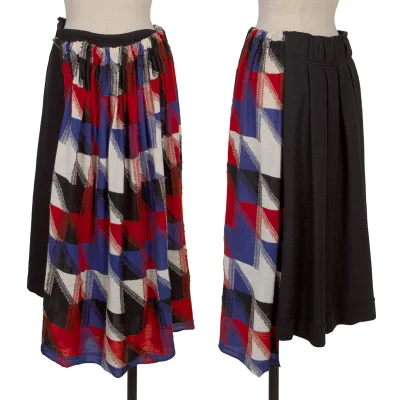 Y's Geometric Jacquard Cotton Wool Knit Skirt