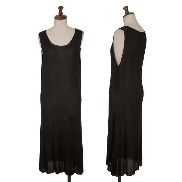Y's Rayon Sleeveless Waffle Knit Dress Black S-M K-164884_001