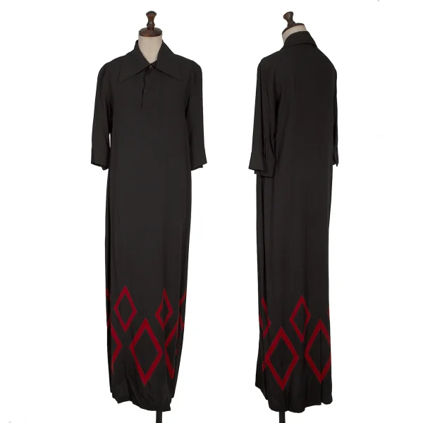 Y's Diamond Printed Rayon Pull Over Dress Black S K-164887_001