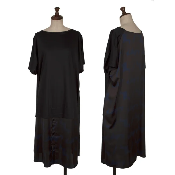 Y's Graphic Printed Switching Dress Navy 2 K-164888_001