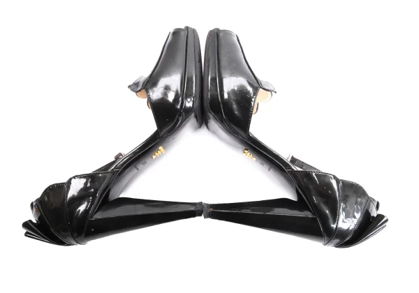 PRADA Tulip Gather Enamel Heel Sandal K-164895_009