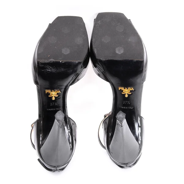 PRADA Tulip Gather Enamel Heel Sandal K-164895_013