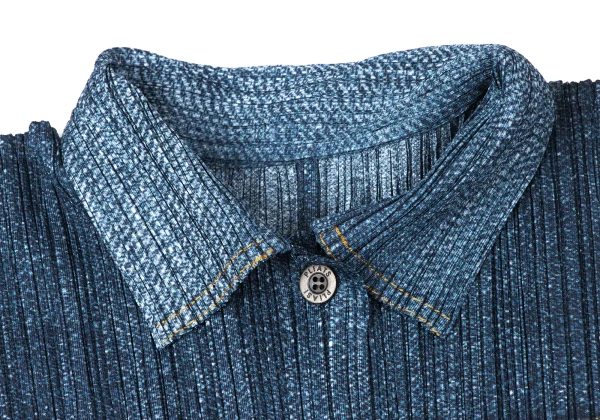 PLEATS PLEASE Denim Transfer Printed Hem Cutting Jacket K-164898_004