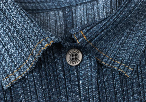 PLEATS PLEASE Denim Transfer Printed Hem Cutting Jacket K-164898_005