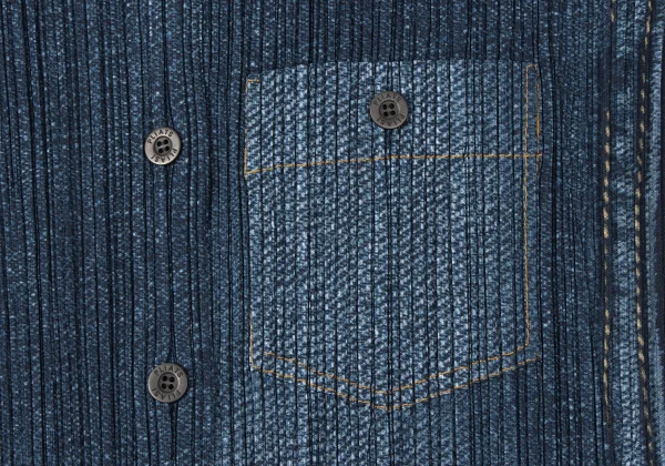 PLEATS PLEASE Denim Transfer Printed Hem Cutting Jacket K-164898_006