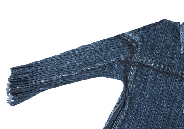 PLEATS PLEASE Denim Transfer Printed Hem Cutting Jacket K-164898_007