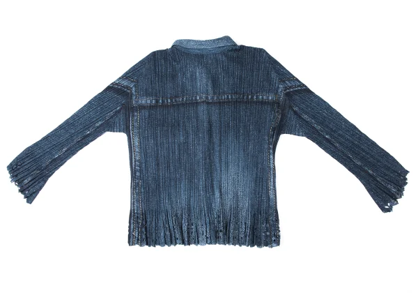 PLEATS PLEASE Denim Transfer Printed Hem Cutting Jacket K-164898_012
