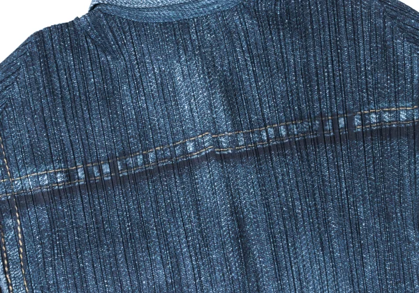 PLEATS PLEASE Denim Transfer Printed Hem Cutting Jacket K-164898_013