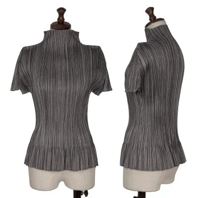 PLEATS PLEASE Hem Frill Pleated High Neck T Shirt