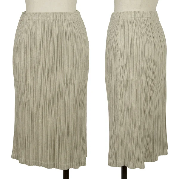 PLEATS PLEASE Cotton Poly Pleats Skirt Beige 3 K-164908_001