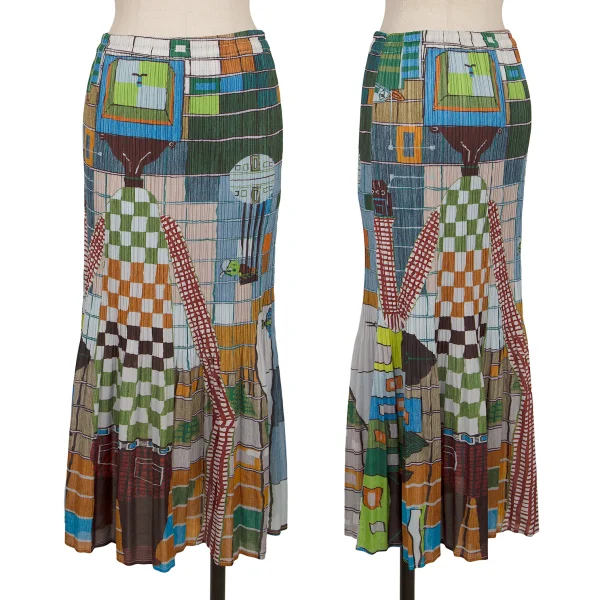 PLEATS PLEASE Graphic Printed Flare Skirt Multi-Color 2 K-164909_001