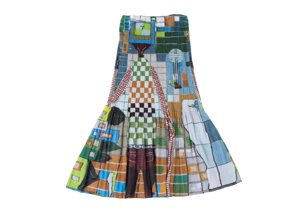 PLEATS PLEASE Graphic Printed Flare Skirt K-164909_002