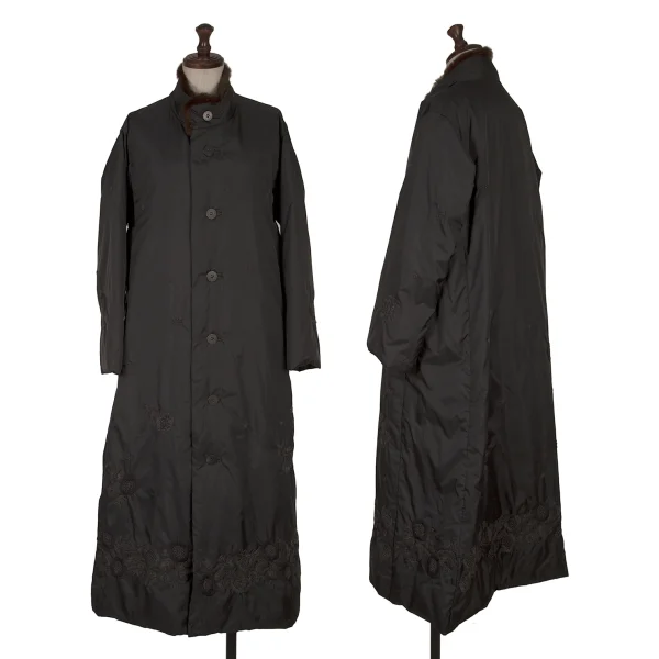 ISSEY MIYAKE HaaT Mink Fur Neck Embroidery Design Down Coat Charcoal 2 K-164910_001