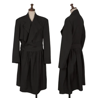 COMME des GARCONS Wool Lapel Design Herringbone Belted Coat