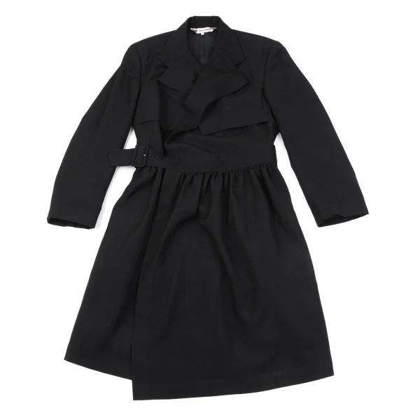 COMME des GARCONS Wool Lapel Design Herringbone Belted Coat K-164922_002