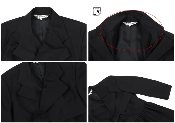 COMME des GARCONS Wool Lapel Design Herringbone Belted Coat K-164922_004