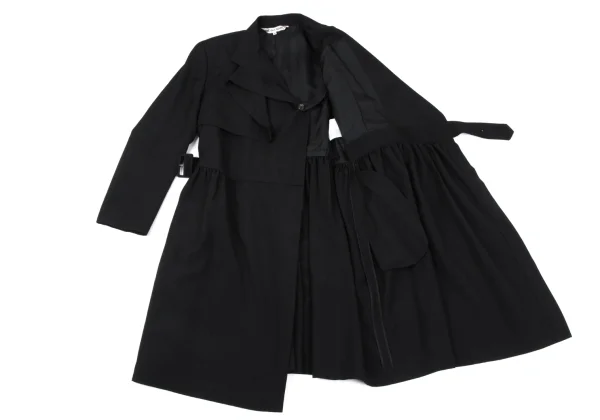 COMME des GARCONS Wool Lapel Design Herringbone Belted Coat K-164922_010