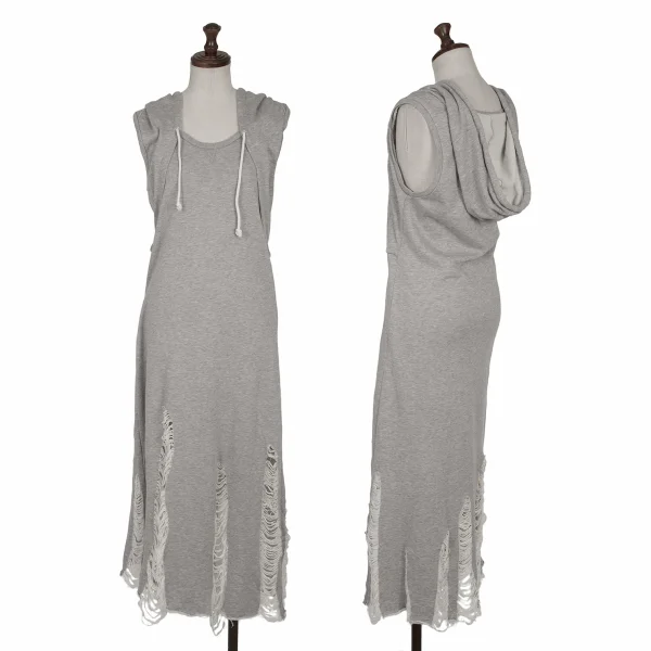 ミハラヤスヒロMIHARA YASUHIRO 裾クラッシュノースリーブスウェットワンピース グレーS
