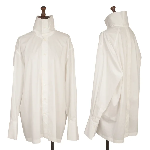 ISSEY MIYAKE Cotton Nylon Stretch High-neck Shirt White 2 K-164931_001
