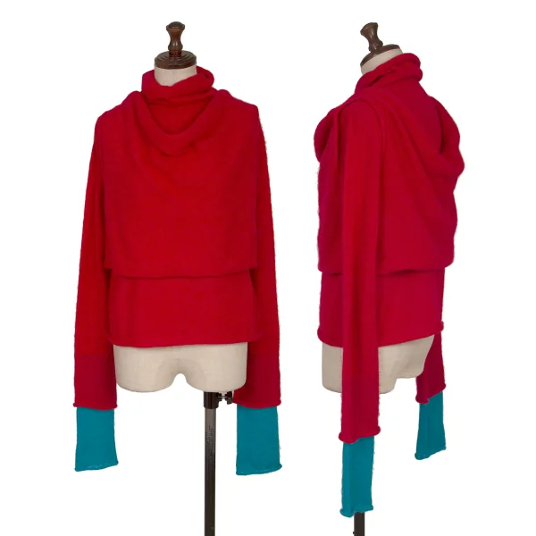 ISSEY MIYAKE Alpaca Blend Folded Layered Knit Sweater Red 2 K-164932_001