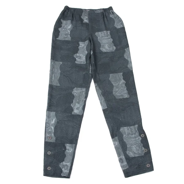 ISSEY MIYAKE Printed Button Hem Tapered Pants Grey S-M K-164936_001