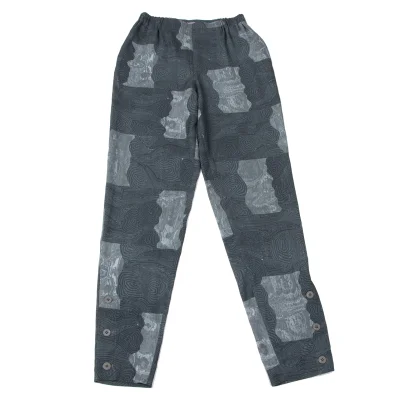 ISSEY MIYAKE Printed Button Hem Tapered Pants